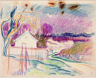 Landschap met huizen langs de weg - Magnus Enckell — weergave van het kunstwerk