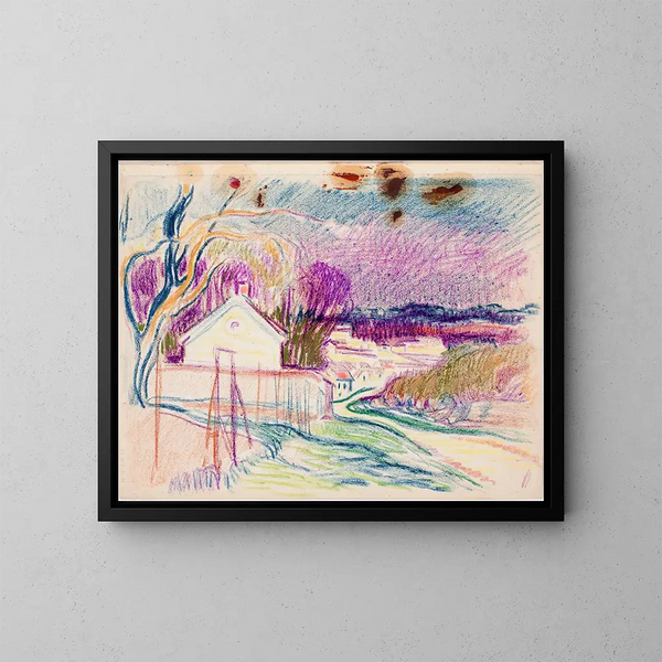 Landschap met huizen langs de weg - Magnus Enckell — ingelijst kunstwerk aan de muur