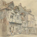 Huizen in Dieppe - David Roberts — weergave van het kunstwerk