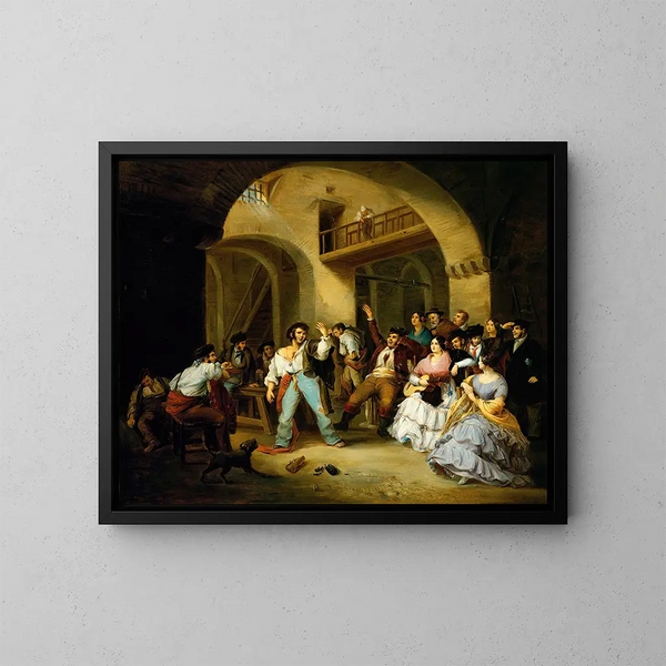 van een dronkaard in een herberg - Manuel Cabral Aguado Bejarano — ingelijst kunstwerk aan de muur