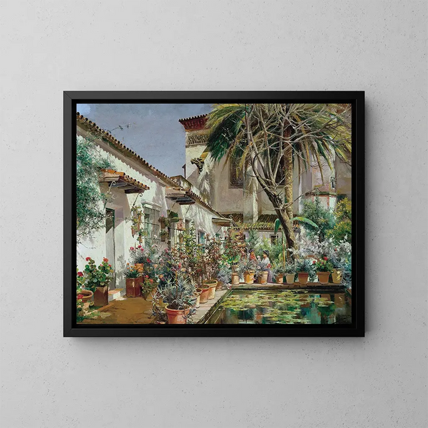 Premier atrium van het klooster Santa Paula in Sevilla - Manuel García y Rodríguez — ingelijst kunstwerk aan de muur