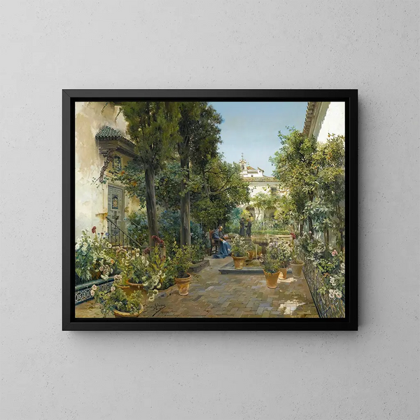 Tuin in Sevilla - Manuel García y Rodríguez — ingelijst kunstwerk aan de muur