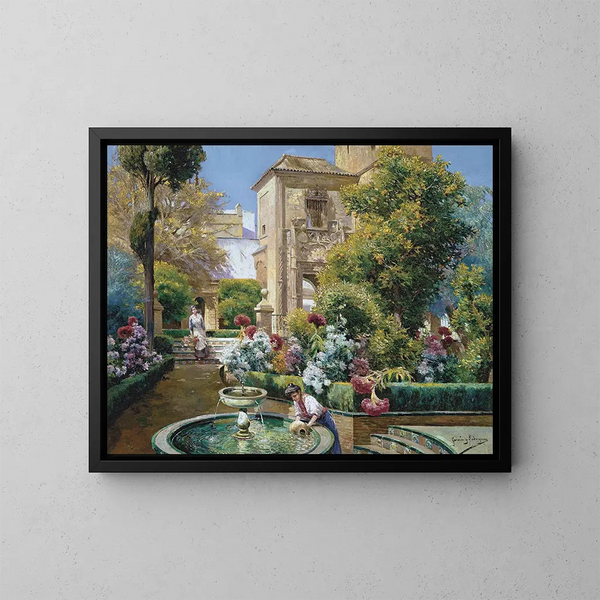 De tuinen van het Alcázar van Sevilla - Manuel García y Rodríguez — ingelijst kunstwerk aan de muur