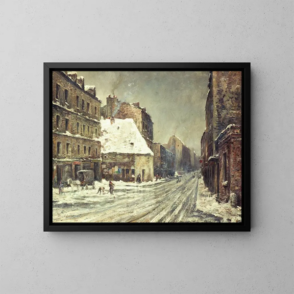 La Rue du Mont-Cenis, sneeuweffect - Léon Cogniet — ingelijst kunstwerk aan de muur