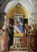 Maagd met Kind met de heiligen Catharina, Franciscus van Assisi, Johannes de Doper, Johannes de Evangelist, Antonius van Padua en Maria Magdalena - Marcello Fogolino — weergave van het kunstwerk