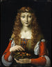 Meisje met kersen - Marco d'Oggiono — weergave van het kunstwerk