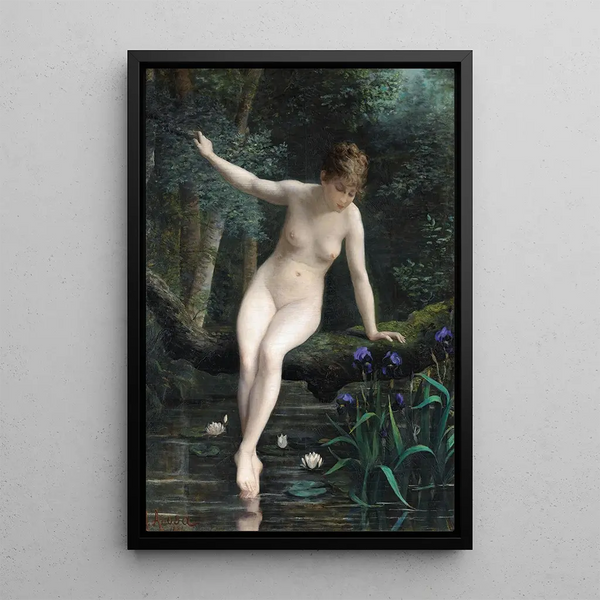 Young woman bathing - Marguerite Arosa — framed artwork on a wall
