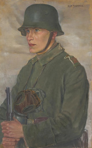 Maria Marga Thomass - Soldier with Steel Helmet and Gas Mask after 1914.webp