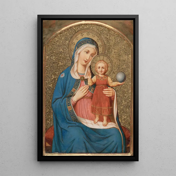 the Virgin and Child Jesus blessing - Maria Schoffmann — framed artwork on a wall