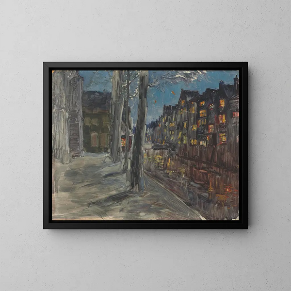 Kanaal in de nacht - Maria Yakunchikova — ingelijst kunstwerk aan de muur
