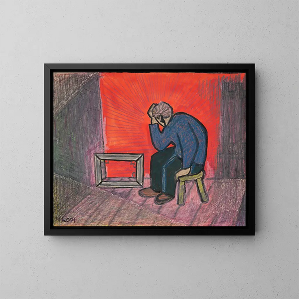 Onheil voor de kunstenaar, onheil en armoede in overvloed - Marian Kopf — ingelijst kunstwerk aan de muur