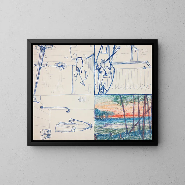 Vier schetsen voor composities - Marian Kopf — ingelijst kunstwerk aan de muur