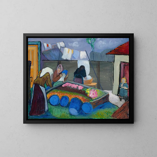 De wasvrouwen - Marianne von Werefkin — ingelijst kunstwerk aan de muur