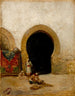Aan de poort van het serail - Mariano Fortuny Marsal — weergave van het kunstwerk