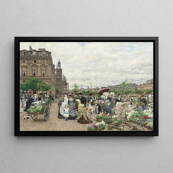 Het Quai aux Fleurs - Marie-François Firmin-Girard — ingelijst kunstwerk aan de muur