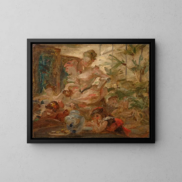 Studie voor een niet gerealiseerd triptyque getiteld L'anniversaire - Marie Bracquemond — ingelijst kunstwerk aan de muur