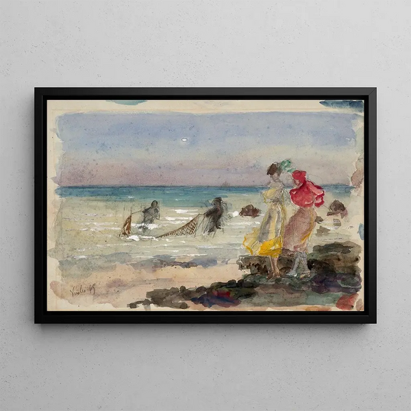 La plage à Veules-les-Roses - Marie Bracquemond — ingelijst kunstwerk aan de muur