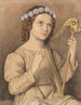 Girl crowned with flowers with harp Saint Cecilia - Marie Ellenrieder — artwork view