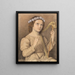 Girl crowned with flowers with harp Saint Cecilia - Marie Ellenrieder — framed artwork on a wall