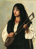 Portret van een Egyptische vrouw met Tanbura - Marie Müller — weergave van het kunstwerk