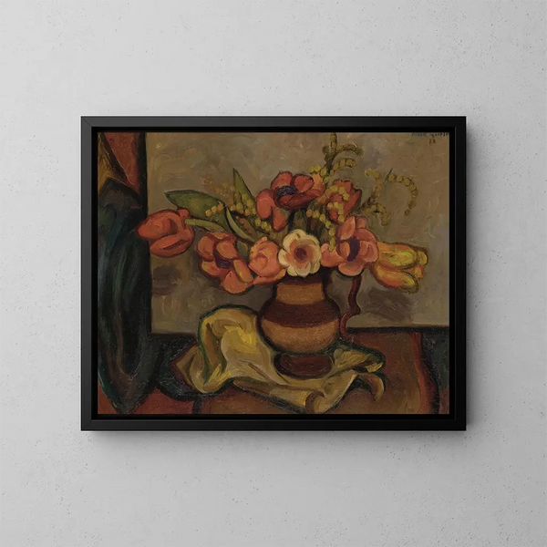 Tulpen en mimosa - Mark Gertler — ingelijst kunstwerk aan de muur