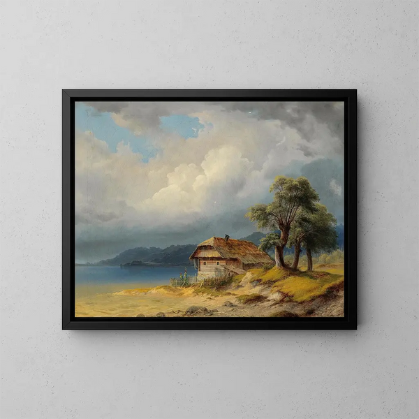 Saint Ruprecht près du lac de Klagenfurt, une cabane de pêche - Markus Pernhart — ingelijst kunstwerk aan de muur