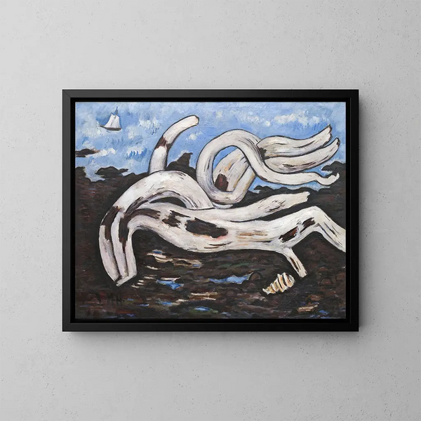 van Drijfhout op de Bagaduce - Marsden Hartley — ingelijst kunstwerk aan de muur