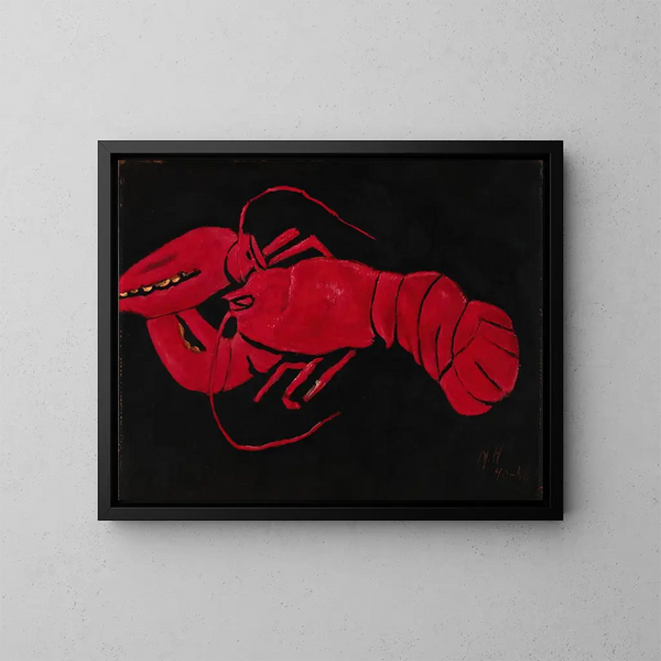Homard op zwarte achtergrond - Marsden Hartley — ingelijst kunstwerk aan de muur