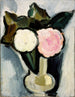 Bloemen rozen en witte in een vaas - Marsden Hartley — weergave van het kunstwerk