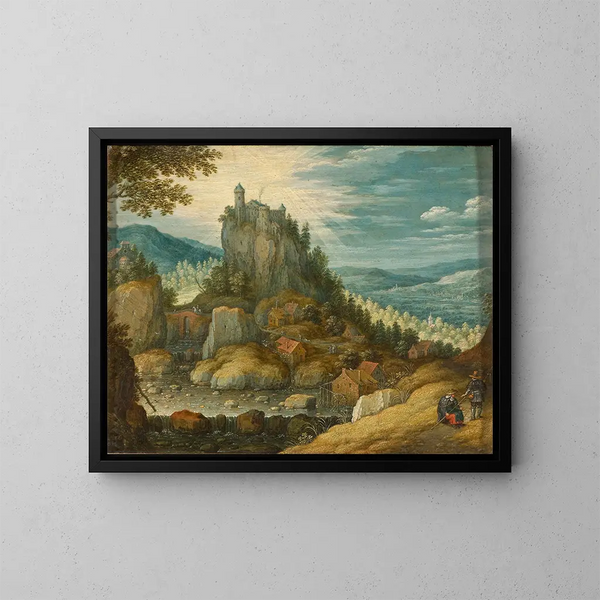 Landschap met een kasteel - Marten Ryckaert — ingelijst kunstwerk aan de muur