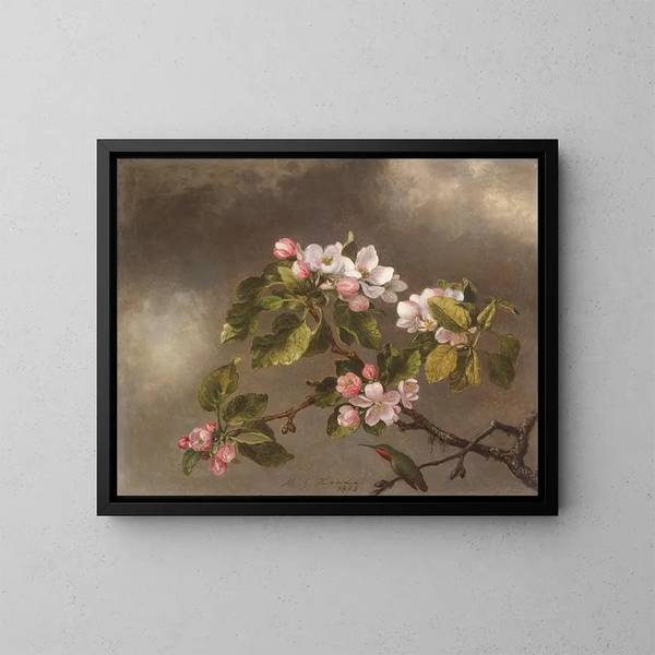 Colibri en appelbloesem bloemen - Martin Johnson Heade — ingelijst kunstwerk aan de muur