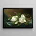 Magnolia's op lichtblauw fluwelen doek - Martin Johnson Heade — ingelijst kunstwerk aan de muur