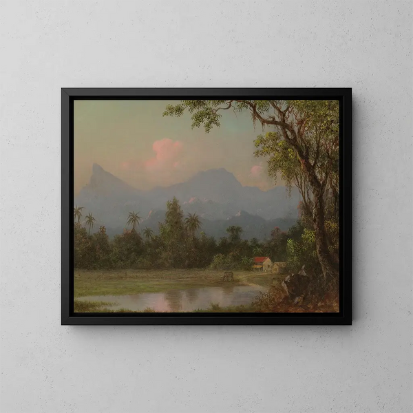 Zuid-Amerikaanse scène met een hut - Martin Johnson Heade — ingelijst kunstwerk aan de muur