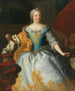 portret van keizerin Maria Theresia, koningin van Hongarije en Bohemen, met de Boheemse kroon en de aartshertogelijke kroon - Martin van Meytens — weergave van het kunstwerk