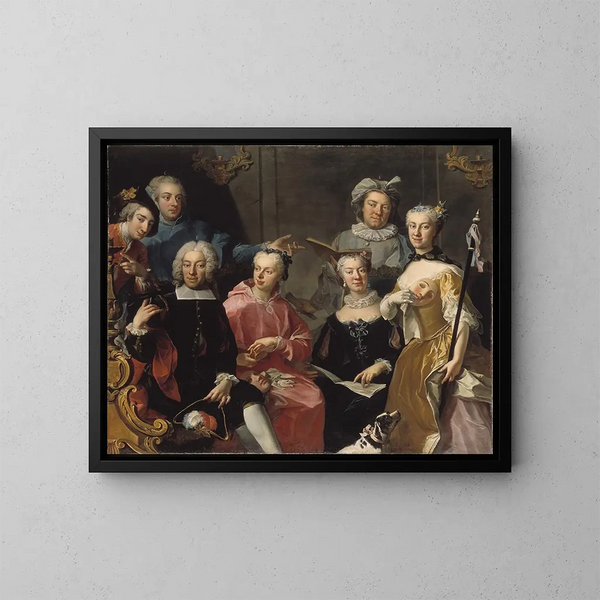 Ulrika Lovisa Tessin, Carl Gustaf Tessin, Erik Sparre, Johan Gabriel Sack, Nils Bielke, Eva Bielke en Hedvig Elisabet Sack - Martin van Meytens — ingelijst kunstwerk aan de muur