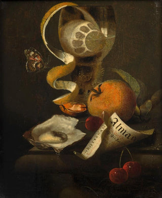 Martinus Nellius - Rmer lemon and almanac on an entablature.webp