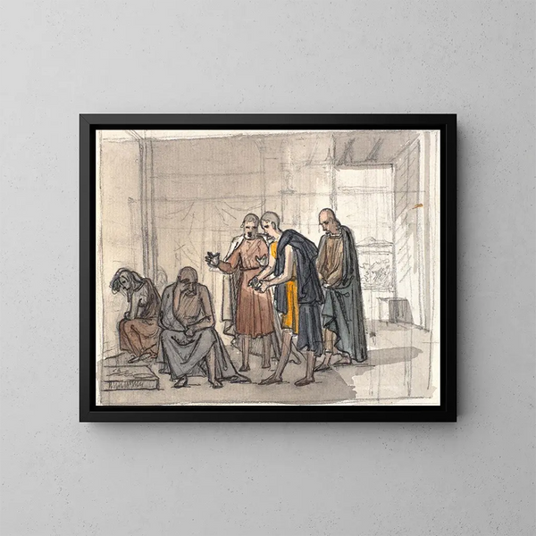 Job en zijn vrienden - Martinus Rørbye — ingelijst kunstwerk aan de muur
