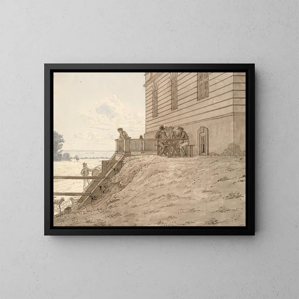 van Partij aan het Ermitage met uitzicht op het strand - Martinus Rørbye — ingelijst kunstwerk aan de muur