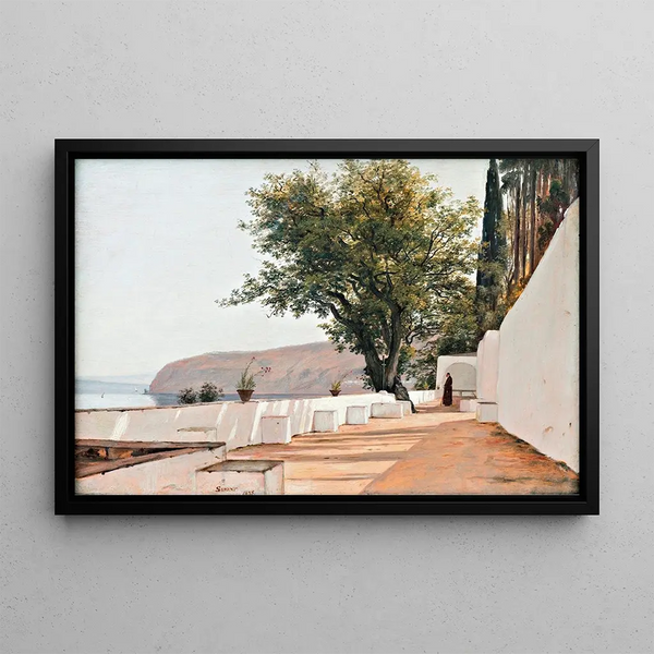 Martinus Rrbye - Scene near Sorrento overlooking the Sea.webp