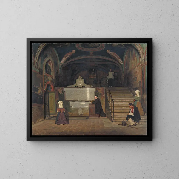 De crypte van het klooster van San Benedetto in Subiaco, Italië - Martinus Rørbye — ingelijst kunstwerk aan de muur