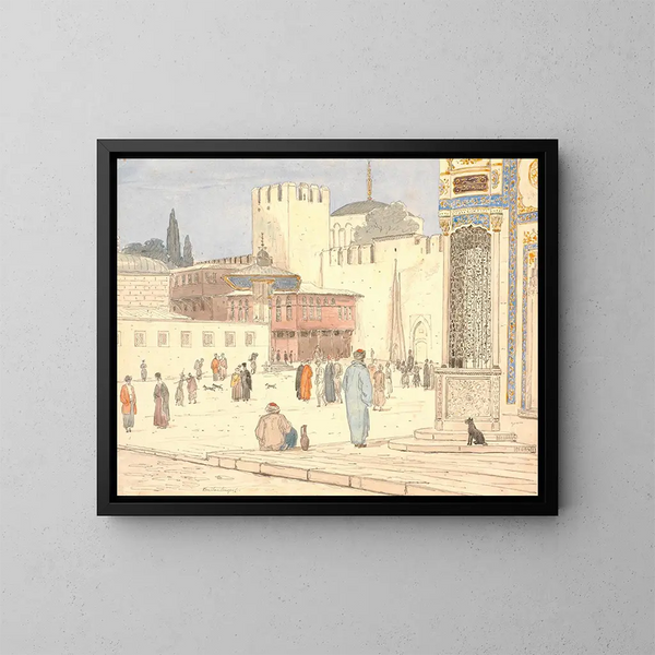 De plaats voor BabiHmayan in Constantinopel - Martinus Rørbye — ingelijst kunstwerk aan de muur