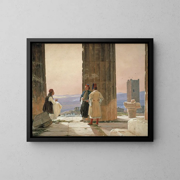 La vue depuis le temple d'Athena sur l'Acropole - Martinus Rørbye — ingelijst kunstwerk aan de muur