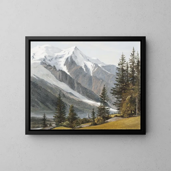 van Vue de Chamonix-Mont-Blanc - Martinus Rørbye — ingelijst kunstwerk aan de muur