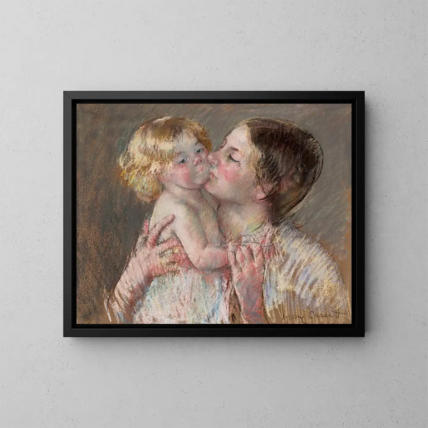 Een kus voor baby Ann nr. 3 - Mary Cassatt — ingelijst kunstwerk aan de muur