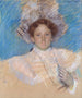 Adaline Havemeyer met een witte hoed - Mary Cassatt — weergave van het kunstwerk