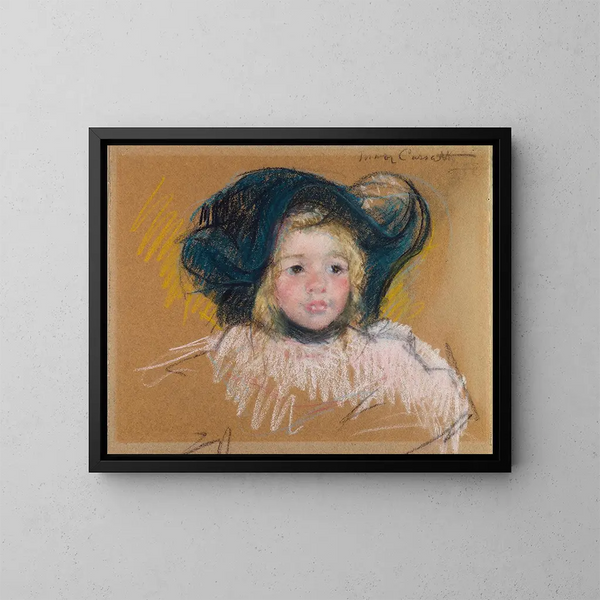 Hoofd van Simone in groene muts met golvende rand nr. 2 - Mary Cassatt — ingelijst kunstwerk aan de muur