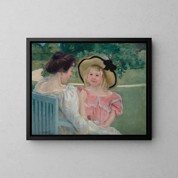 In de tuin - Mary Cassatt — ingelijst kunstwerk aan de muur
