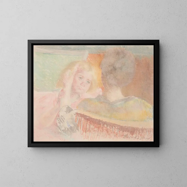 Moeder die haar van Sara schildert nr. 2 - Mary Cassatt — ingelijst kunstwerk aan de muur