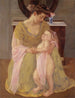 Moeder en kind met een roze sjaal - Mary Cassatt — weergave van het kunstwerk