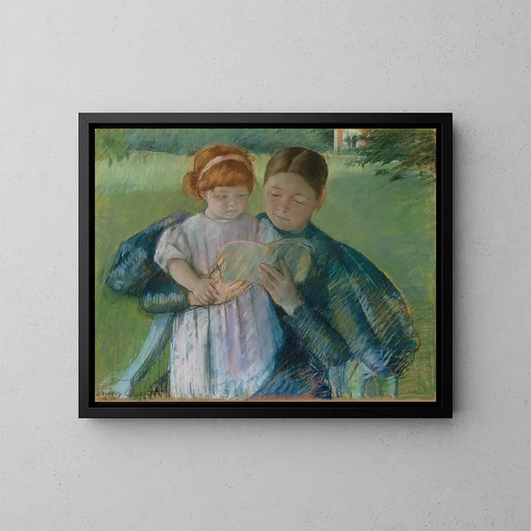 verpleegster die een klein meisje leest - Mary Cassatt — ingelijst kunstwerk aan de muur